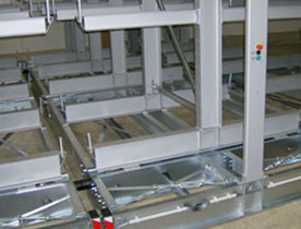 Mobile Verfahrwagen für Schwerlast-Kragarmregale